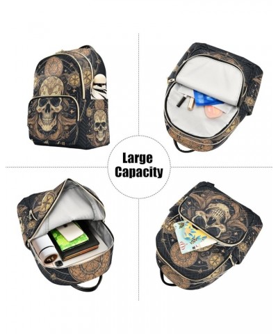 Medium Fashion Backpack for Women Art Skull Head Print Ladies Travel Daypack Aesthetic Shoulder Bag 10.2×5.1×12.5 IN $14.76 B...