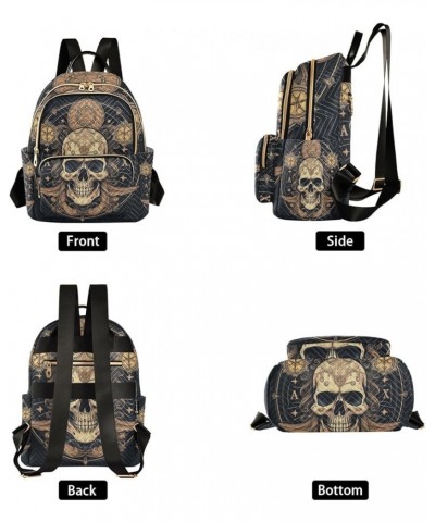 Medium Fashion Backpack for Women Art Skull Head Print Ladies Travel Daypack Aesthetic Shoulder Bag 10.2×5.1×12.5 IN $14.76 B...