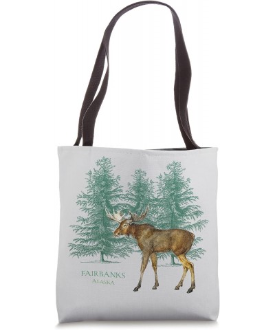 Fairbanks Alaska Moose Lovers Trees Vintage-Look Souvenir Tote Bag $13.23 Totes