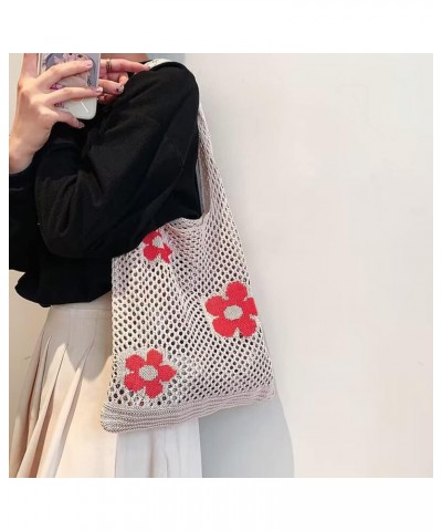 Crochet Tote Bag, Fairy Hobo Bag for Women Aesthetic Bag Y2k Purse Knitted Shoulder Bag for Girls Mesh Beach Bags Purple $8.5...