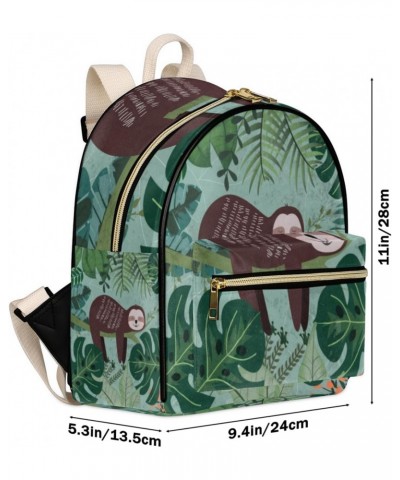 Sloth Jungle Cute Mini Backpack Purse for Women Small Casual Daypacks Pu Leather Bookbag Fashion Back Packs Anti Theft Travel...