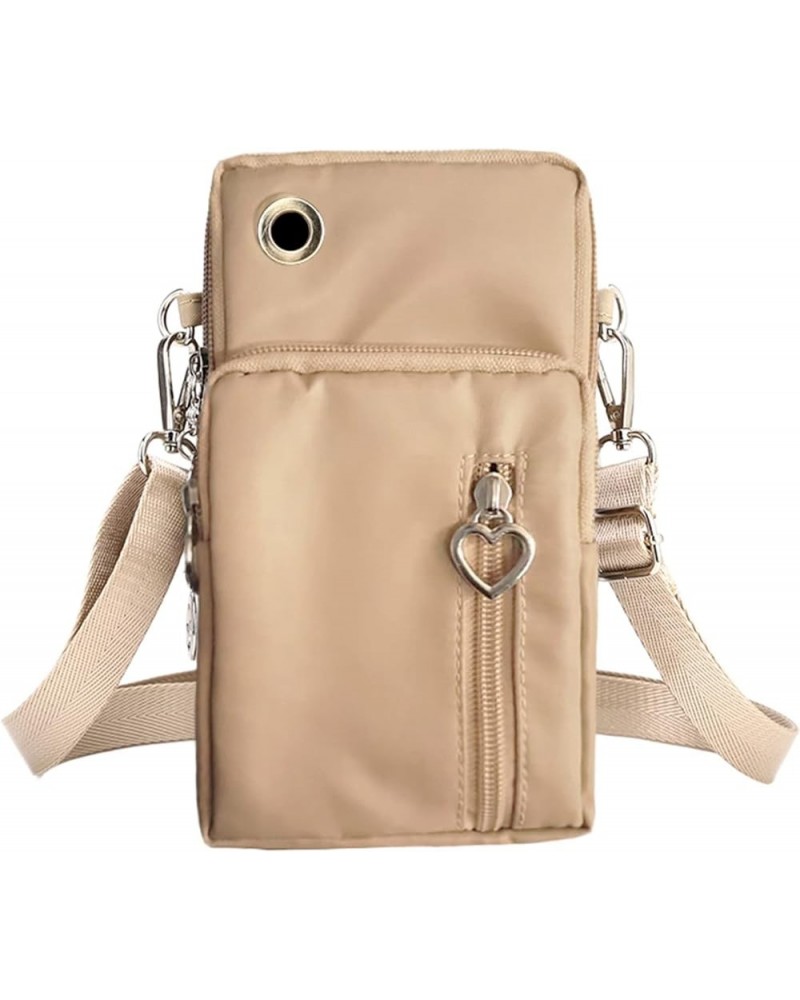 Women's Crossbody Bag for Travel Fashion Ladies Headphone Hole Zipper Shoulder Handbag Messenger Bag Mobile Phone Bag Khaki $...