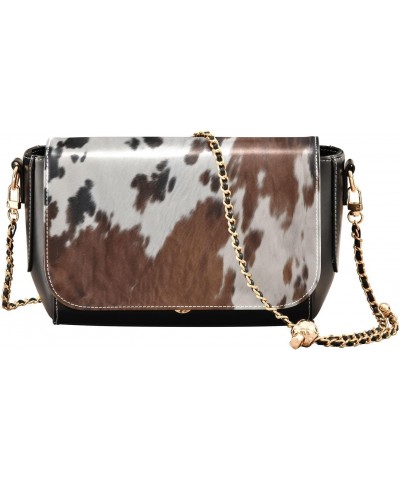 Cow Print Crossbody Bag for Women Girls,Leather Cross Body Purses Chain Strap Handbags Shoulder Bag $20.39 Crossbody Bags