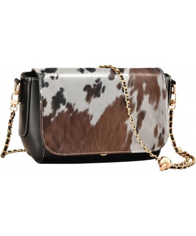 Cow Print Crossbody Bag for Women Girls,Leather Cross Body Purses Chain Strap Handbags Shoulder Bag $20.39 Crossbody Bags