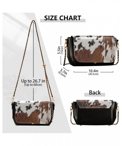 Cow Print Crossbody Bag for Women Girls,Leather Cross Body Purses Chain Strap Handbags Shoulder Bag $20.39 Crossbody Bags