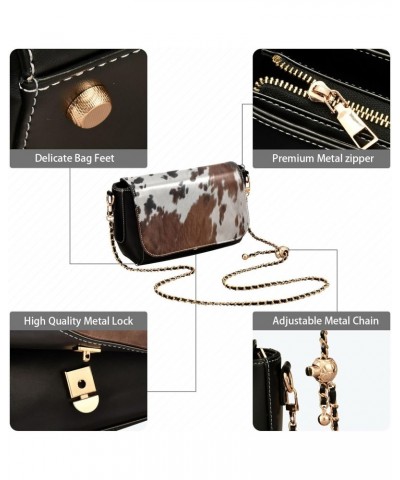 Cow Print Crossbody Bag for Women Girls,Leather Cross Body Purses Chain Strap Handbags Shoulder Bag $20.39 Crossbody Bags