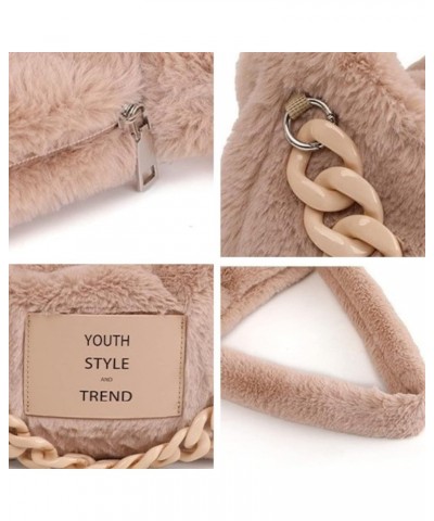 Shoulder Bag for Women Teen Girls Fuzzy Fluffy Plush Hobo Bag Underarm Bag Tote Handbag Soft Casual Y2K Chain Strap Leopard P...