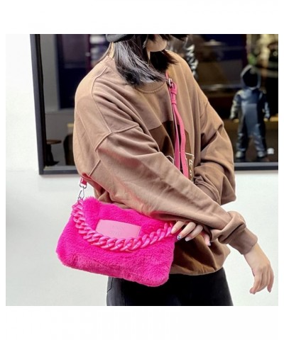 Shoulder Bag for Women Teen Girls Fuzzy Fluffy Plush Hobo Bag Underarm Bag Tote Handbag Soft Casual Y2K Chain Strap Leopard P...