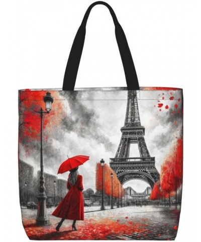 Women'S Soft Tote Shoulder Bag Paris-Romance-France Foldable Travel Purse With Zipper Closure $12.23 Totes