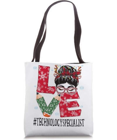 Technology Specialist Love Christmas Messy Bun Reindeer Xmas Tote Bag $14.78 Totes