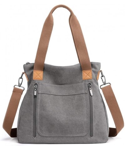 Women Tote Bag Canvas Purses Work Shoulder Bags Hobo Tote Casual Satchel Handbags Crossbody Shopper Bags Grey $18.31 Totes