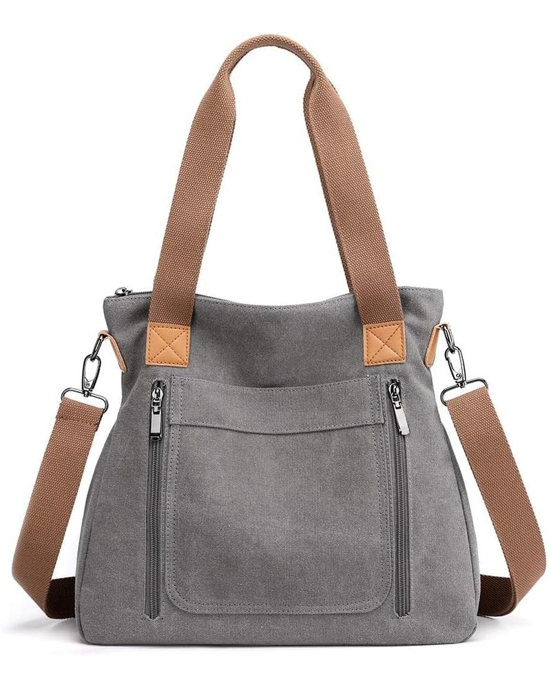 Women Tote Bag Canvas Purses Work Shoulder Bags Hobo Tote Casual Satchel Handbags Crossbody Shopper Bags Grey $18.31 Totes