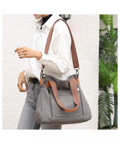 Women Tote Bag Canvas Purses Work Shoulder Bags Hobo Tote Casual Satchel Handbags Crossbody Shopper Bags Grey $18.31 Totes