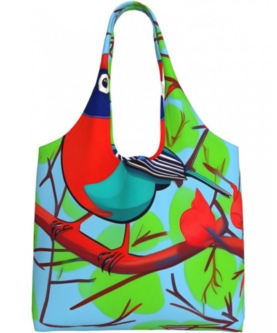 Colorful Birds Extra Large Capacity Shoulder Canvas Bag For Shopping Travel Daily Use $13.89 Totes