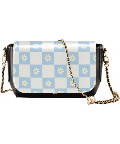 Cute Daisy Flower Check Small Purse Crossbody for Womens Women's Shoulder Handbags with Adjustable Strap Chest Bag $20.49 Cro...