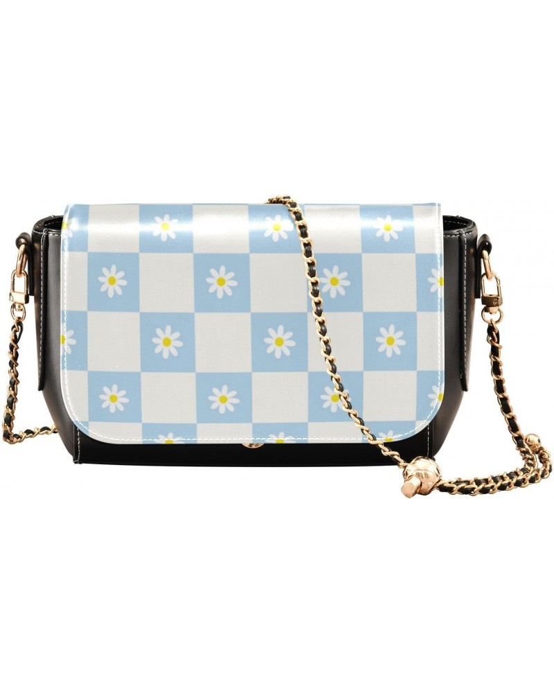 Cute Daisy Flower Check Small Purse Crossbody for Womens Women's Shoulder Handbags with Adjustable Strap Chest Bag $20.49 Cro...