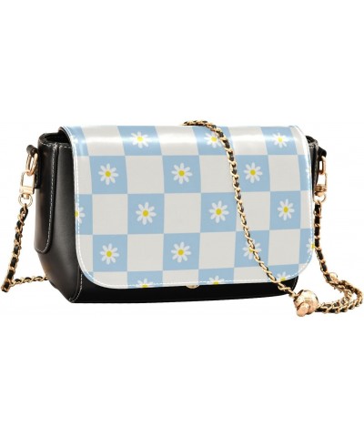 Cute Daisy Flower Check Small Purse Crossbody for Womens Women's Shoulder Handbags with Adjustable Strap Chest Bag $20.49 Cro...