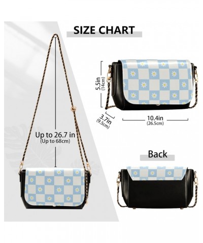 Cute Daisy Flower Check Small Purse Crossbody for Womens Women's Shoulder Handbags with Adjustable Strap Chest Bag $20.49 Cro...