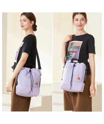 Women Canvas Tote Handbags Casual Shoulder Work Bag Crossbody Bag with Sunshine Embroidery Light Purple $13.94 Shoulder Bags