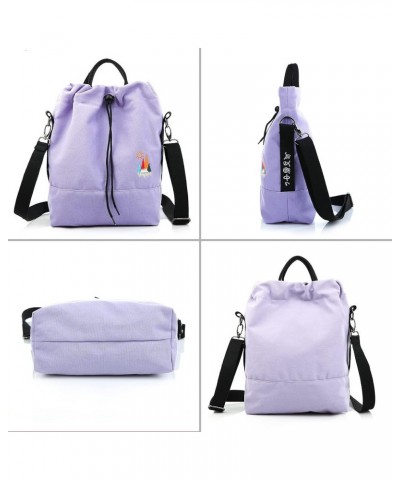 Women Canvas Tote Handbags Casual Shoulder Work Bag Crossbody Bag with Sunshine Embroidery Light Purple $13.94 Shoulder Bags