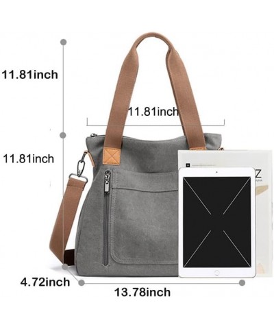 Women Tote Bag Canvas Purses Work Shoulder Bags Hobo Tote Casual Satchel Handbags Crossbody Shopper Bags Grey $18.31 Totes