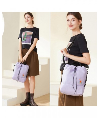 Women Canvas Tote Handbags Casual Shoulder Work Bag Crossbody Bag with Sunshine Embroidery Light Purple $13.94 Shoulder Bags