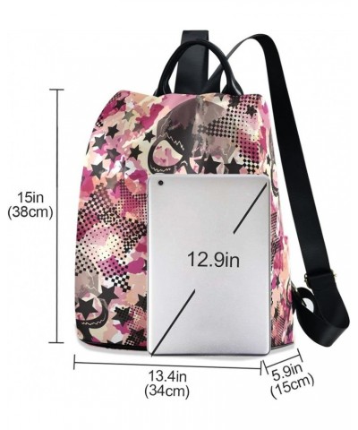 Sunflowers Green Leaves Floral Anti Theft Backpack Purse for Women Fashion Travel Bags with Pompom Stars Skulls Camouflage $1...