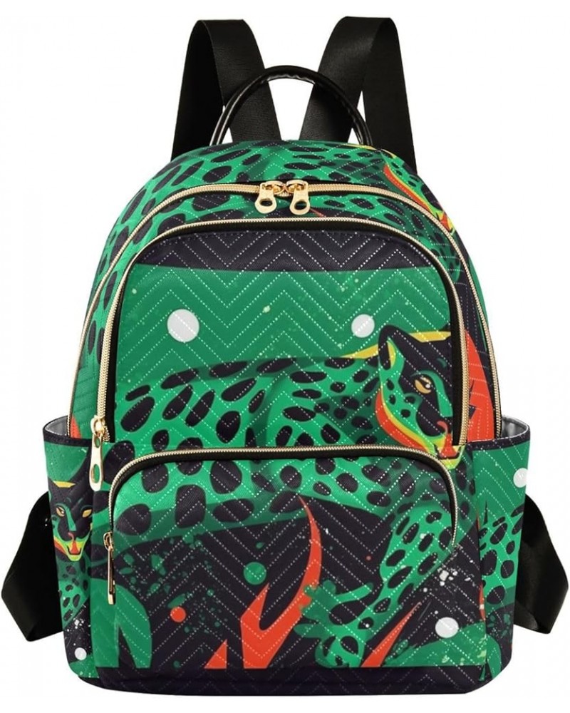 Green Leopard Women's Backpack Purse Fashion Travel Anti Theft Backpack Casual Daypack for Work College,M Medium $18.54 Backp...