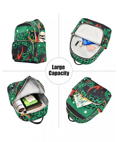 Green Leopard Women's Backpack Purse Fashion Travel Anti Theft Backpack Casual Daypack for Work College,M Medium $18.54 Backp...