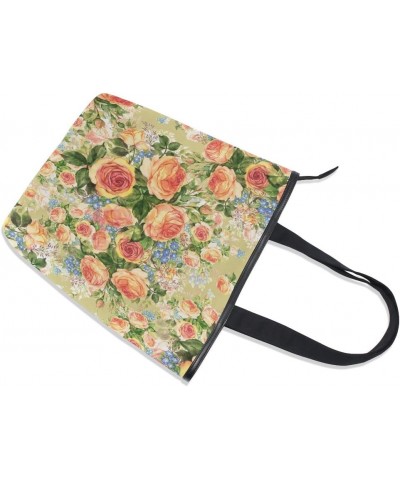 Tote Canvas Shoulder Bag Beautiful Roses Vintage Floral Womens Handbag $13.67 Shoulder Bags