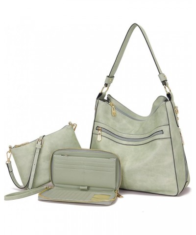 Women Large Crossbody Bags Ladies Satchel Shoulder Handbags Purse and Wallet Set for Women Totes Hobo Purses Lightgreen $21.6...