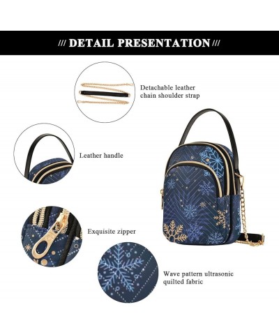 Cute Christmas Holly Snowflake Small Cell Phone Bag PU Leather Quilted Designer Crossbody Bag Shoulder Purse Women Winter Nig...