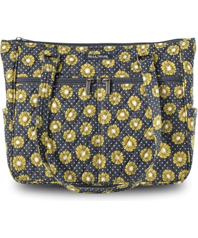 Everyday Tote | Lightweight Quilted Fabric Handbags for Women Dotted Daisy Charcoal $30.34 Shoulder Bags