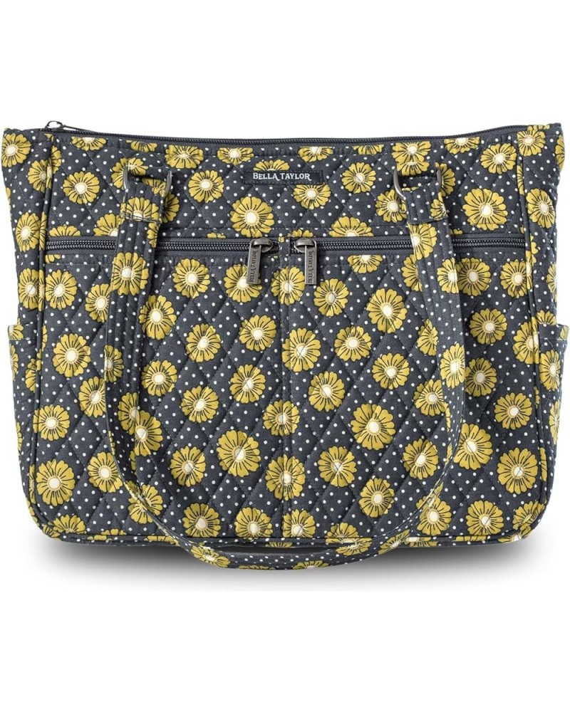 Everyday Tote | Lightweight Quilted Fabric Handbags for Women Dotted Daisy Charcoal $30.34 Shoulder Bags