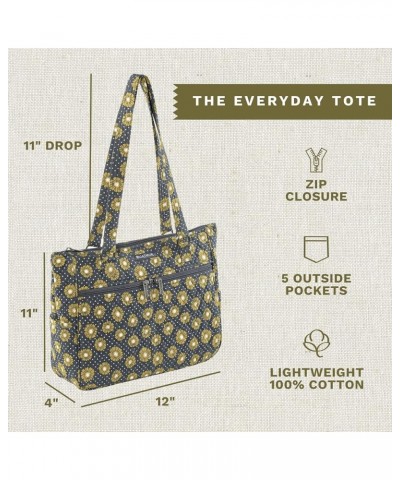 Everyday Tote | Lightweight Quilted Fabric Handbags for Women Dotted Daisy Charcoal $30.34 Shoulder Bags