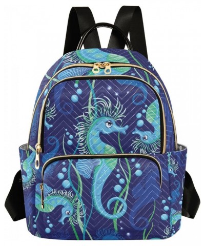 Small Backpack for Women Travel Bag Seahorse Cute Blue Daypack Purse Fashion Shoulder Bag Rucksack Medium A401 $12.74 Backpacks