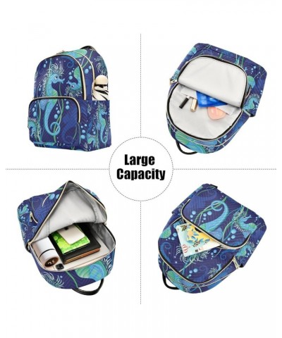 Small Backpack for Women Travel Bag Seahorse Cute Blue Daypack Purse Fashion Shoulder Bag Rucksack Medium A401 $12.74 Backpacks