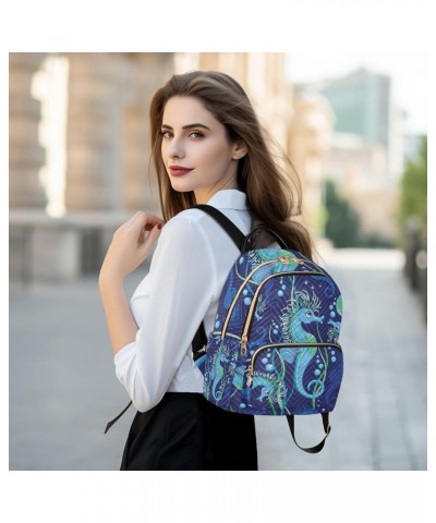 Small Backpack for Women Travel Bag Seahorse Cute Blue Daypack Purse Fashion Shoulder Bag Rucksack Medium A401 $12.74 Backpacks