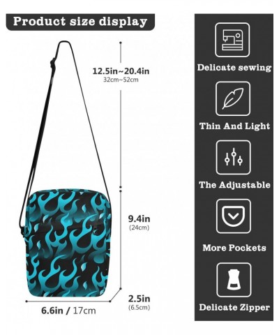 Crossbody Bags Blue Flame Women Men Mini Messenger Bag, Adjustable Side Shoulder Bag, Travel Portable Purse Phone Passport $1...