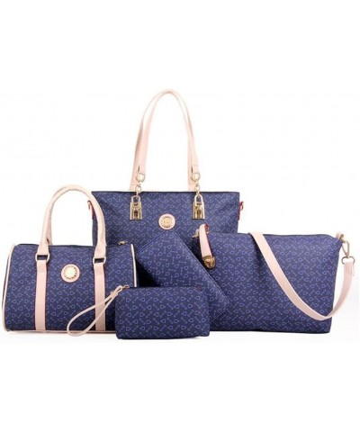 Synthetic PU Leather Tote for Women Satchel Crossbody Hobo 6PCS Simple Arrow Pattern Shoulder Messenger Handbags Dark Blue $3...