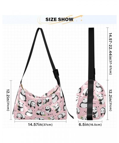 Cute Panda Pink Men Crossbody Bags Womens Purses Crossbody Large Shoulder Purse $13.20 Hobo Bags