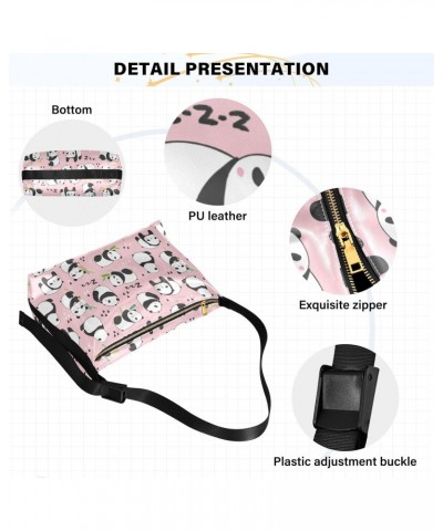 Cute Panda Pink Men Crossbody Bags Womens Purses Crossbody Large Shoulder Purse $13.20 Hobo Bags