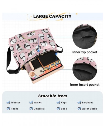 Cute Panda Pink Men Crossbody Bags Womens Purses Crossbody Large Shoulder Purse $13.20 Hobo Bags