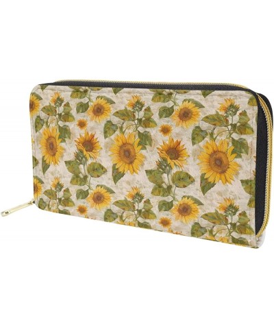 Durable Wallet Coin Purse Portable Cosmetic Bag Makeup Bag with Strap Sunflower Blossoms $9.89 Wallets