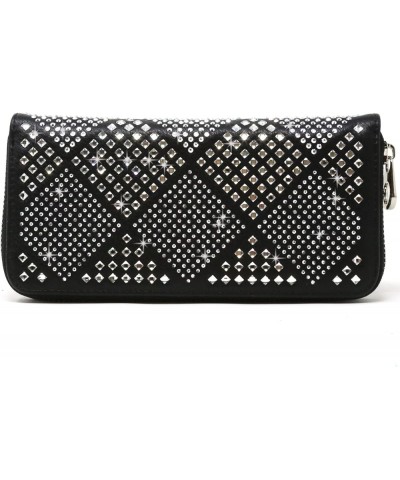 Rhinestone Bling Small Accordion Wallet Vegan Leather for Women for Cash Coin (7343-BK (Bling Black)) 7413-bk (Diamond Bling ...