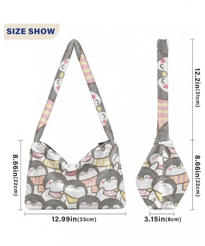 Women Boho Handbag Little Cute Panda Pink Cute Panda Vivid Panda Pink Heart Panda Cute Cute Penguin Cartoon Happy Underarm Ba...