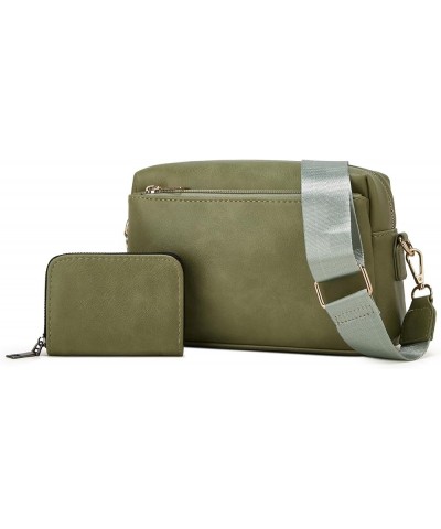 Small crossbody bag and wallet with wide shoulder strap 2 pieces Green-595 $9.61 Crossbody Bags