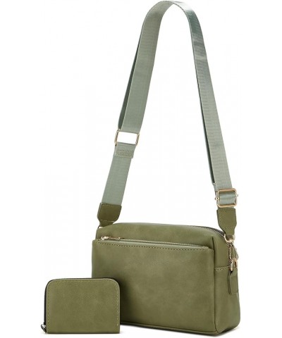 Small crossbody bag and wallet with wide shoulder strap 2 pieces Green-595 $9.61 Crossbody Bags