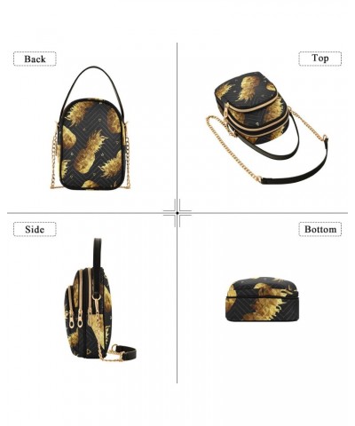 Small Crossbody Bags for Women Trendy Gold Pineapple Travel Sling Bag Women's Crossbody Handbags Satchel Bags $10.40 Satchels