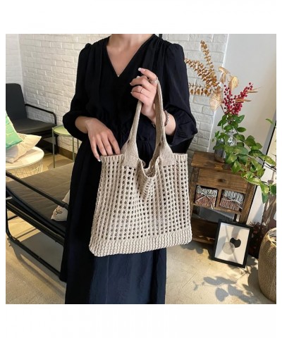 Beach Bag Large Beach Tote Bags, Hobo Shoulder Handbags knit bag Cute Crochet for Beach Travel Shopping Daily Beige $13.18 Totes